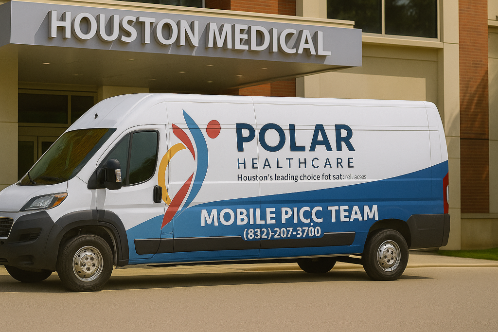Polar Healthcare mobile PICC team van outside Houston medical facility